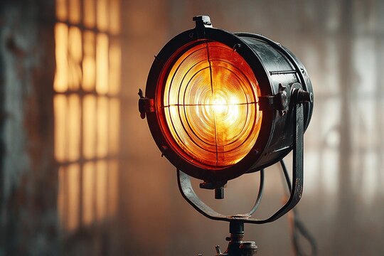 Universal Studio Light Casting a Warm Glow in an Industrial Setting Generative AI
