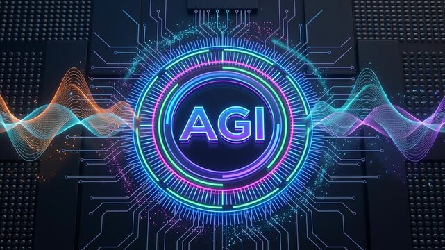 Artificial general intelligence AGI and machine learning automation driving business transformation with technology innovation digital future smart system development and futuristic
