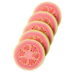 Sliced guava fruit on transparent background for food illustration