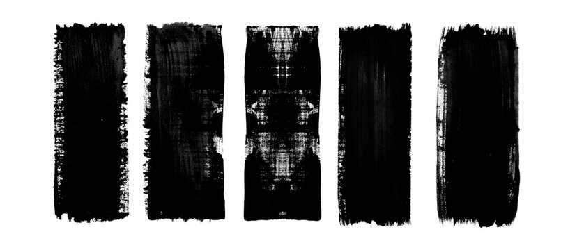 rolled ink stamp textures handmade with brayer. Letterpress vintage rough  rectangle background. Linocut relief printing shapes ON transparent 
 Irregular  grunge vertical roller band uneven pressure 
