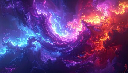 Abstract blue fractal background with glowing smoke and cosmic lightAbstract blue fractal background with glowing smoke