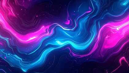 Abstract purple background with flowing colorful lines and light waves