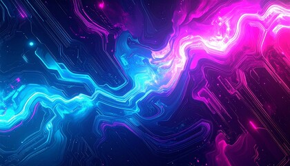 Abstract blue futuristic background with glowing lines and flowing light energy