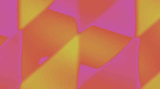 Geometric shapes interlock in pink yellow and orange gradient