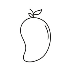 Minimal Line Art Mango Icon Vector  Modern Outline Tropical Fruit Illustration