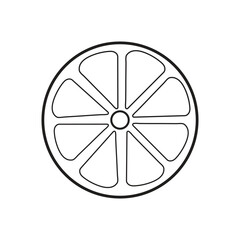 Minimalist Citrus Slice Line Art Vector Icon Lemon Orange Outline Illustration