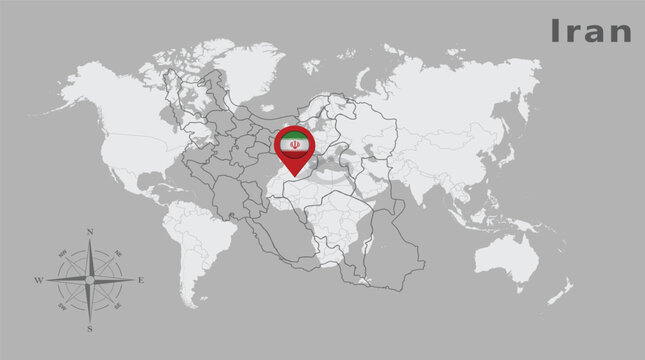 Iran map with state names vector illustration
