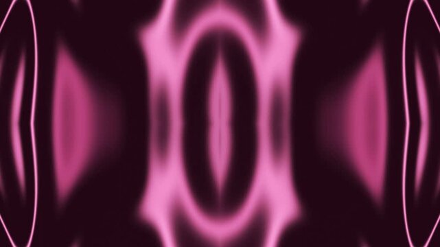 A symmetrical abstract design featuring a dark background with a wavy pink pattern that converges at the center, resembling a heart or butterfly shape