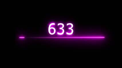 Glowing neon count number illustration. Neon counting number on black background. Neon line number text.
