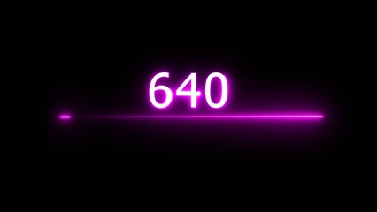 Glowing neon count number illustration. Neon counting number on black background. Neon line number text.
