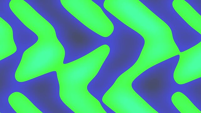 Neon green squiggles ripple across dark blue background