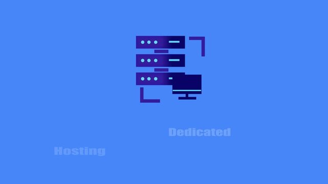 Dedicated Hosting Technology Animation on Blue Background