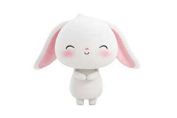 Adorable  bunny with floppy ears and pink cheeks, smiling softly