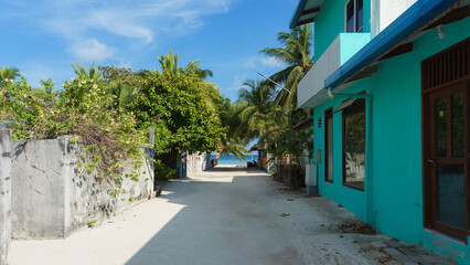 Street in Rasdhoo. Maldives