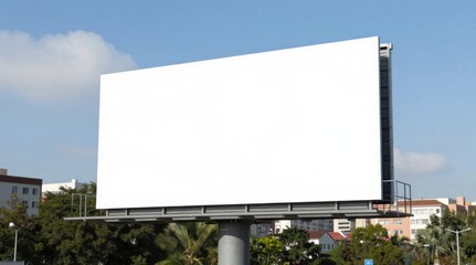 Fototapeta premium Blank Billboard Mockup Under a Partly Cloudy Blue Sky in an Urban Environment