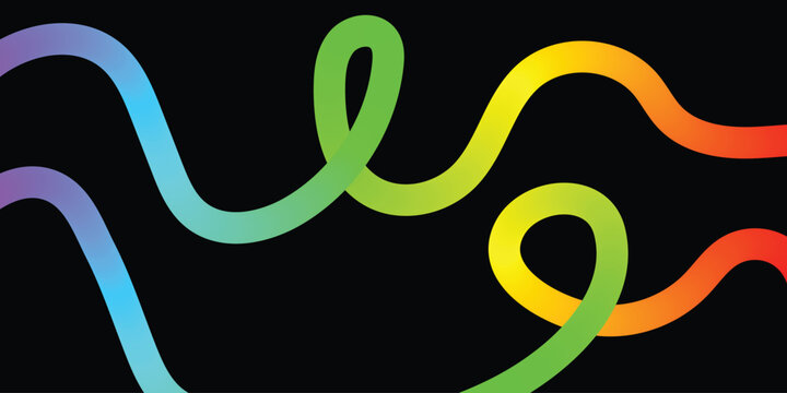 Vibrant rainbow squiggles on black background