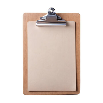 Clipboard with blank brown paper, Wooden writing pad with empty kraft paper