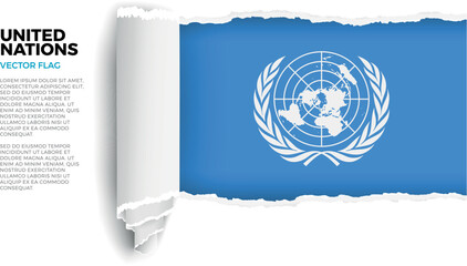 Flag of United Nations. Flag revealed through torn paper rolled up on a transparent background © Planet Caravan