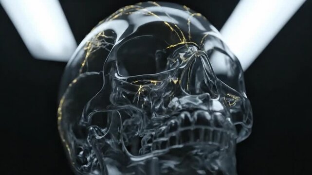Crystal Skull with Gold Cracks Medical Concept Bone Density Loss