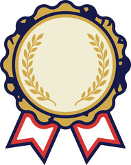 Laurel award badge with ribbon outline template