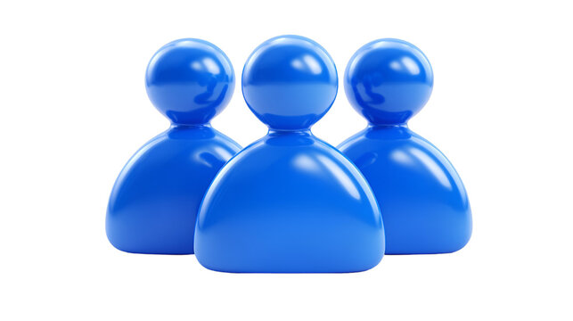 Three-Dimensional Blue User Profiles Icons Isolated on Grey Background