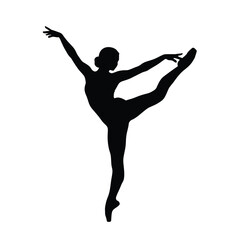 Obraz premium Black silhouette of a ballet dancer in arabesque pose