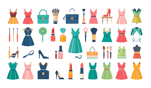Minimal beauty and fashion solid vector icons