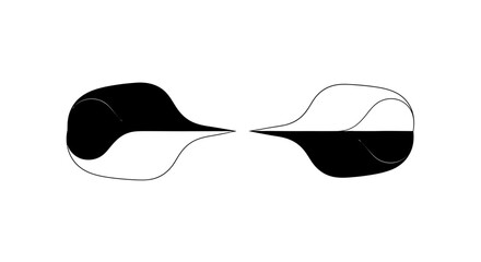 Abstract Symmetrical Black and White Vector Element. Minimalist Flowing Shape Illustration Representing Contrast, Balance, and Connection.