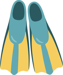 Yellow And Blue Swim Fins Illustration © KEI KATA