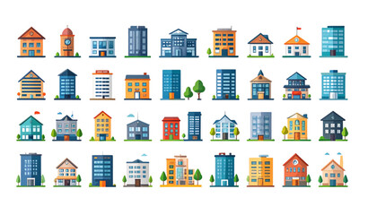 Minimal building and landmark solid vector icons