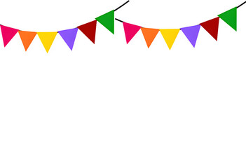 Obraz premium Colorful Triangle Party Bunting Flags Garland Isolated on Transparent Background