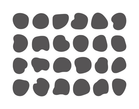 Collection of thirty dark gray organic blob shapes abstract blobs