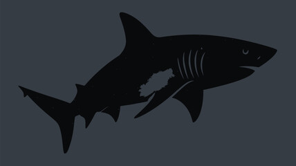 Obraz premium Majestic shark swimming in dark waters with fin and tail