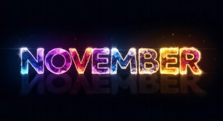 Obraz premium Colorful November Text Design. Concept featuring november, text, colorful, glowing, month.