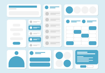 Clean Mobile UI Cards and Wireframe Components Kit