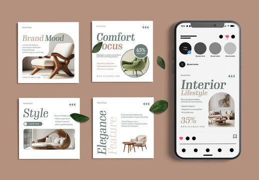 Furniture Sale Social Media Post Layout Set