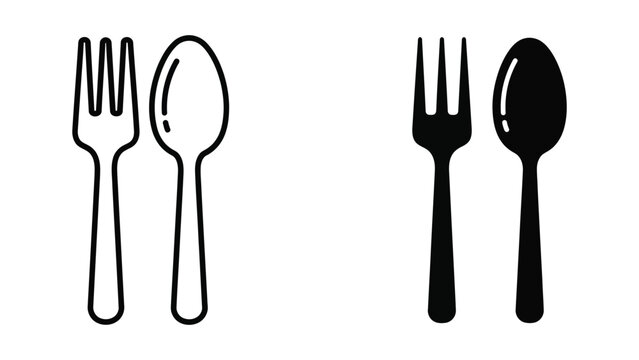 Simple black and white illustration of cutlery