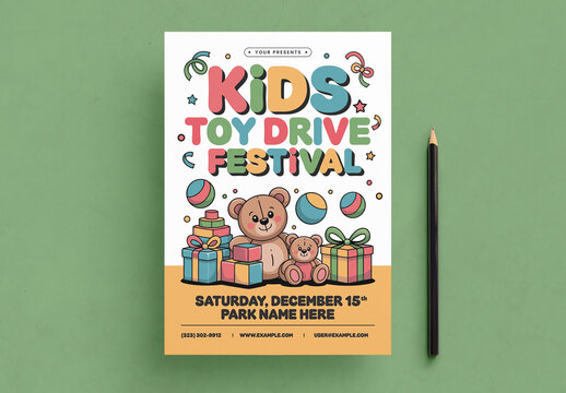 Retro Kids Toys Drive Event Flyer
