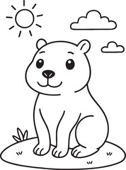 Obraz premium Capybara vector line art illustration on white background