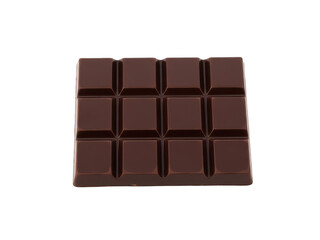 Obraz premium Delicious dark chocolate bar with a glossy finish on a white background