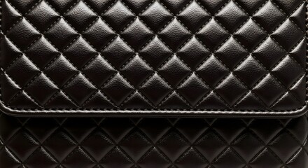 Fototapeta premium Black shiny quilted leather texture with diamond pattern for luxury fashion accessories background