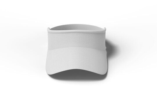 Front view of blank white visor cap, 3d illustration