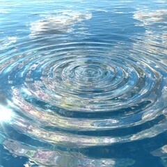 Water Ripples on Pond Surface with Sky Reflections