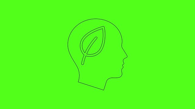 Eco Friendly Thinking Sustainable Mind Vector Line Art Icon Animation Green Screen