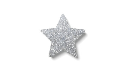 Fototapeta premium A sparkly silver star on a white background with glitter