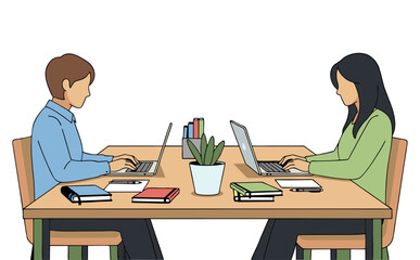 Fototapeta premium Business Colleagues Brainstorming and Working Together at Shared Desk