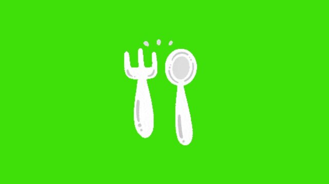 fork and spoon on green screen