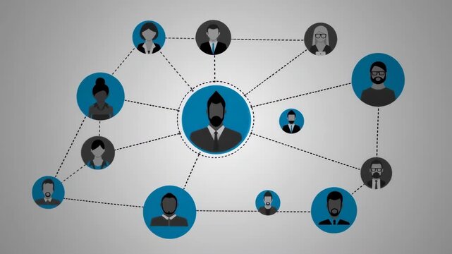 A network graphic of linked avatars on a gradient background