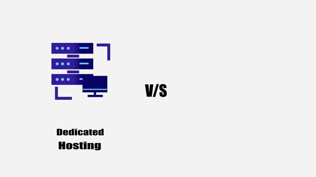 Dedicated Hosting vs VPS Hosting Technology Illustration on White Background