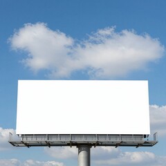 Obraz premium Billboard Advertisement Space Against a Bright Blue Sky with Clouds, Ready for Creative Content